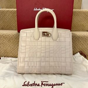 Authentic ferragamo studio box woven leather